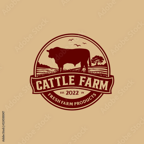 Cattle Farm Logo Vector Template