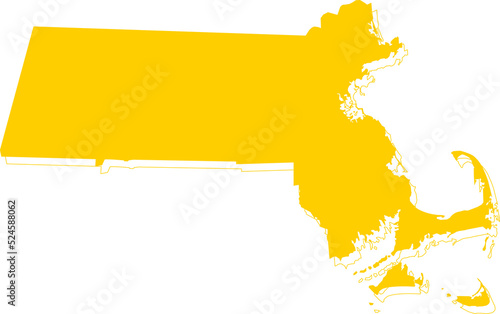 America Massachusetts vector map.Hand drawn minimalism style.