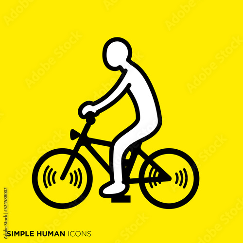 シンプルな人間のアイコンシリーズ　「自転車に乗る人」