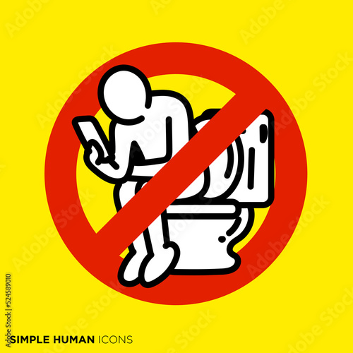 シンプルな人間のアイコンシリーズ　「トイレで休憩禁止」