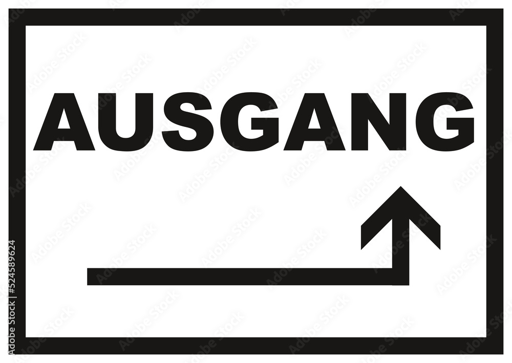Ausgang um die Ecke rechts, Hinweisschild mit Text und Pfeil, Vorlage zum selber Ausdrucken Ausgang um die Ecke rechts, Hinweisschild mit Text und Pfeil, Vorlage zum selber Ausdrucken
