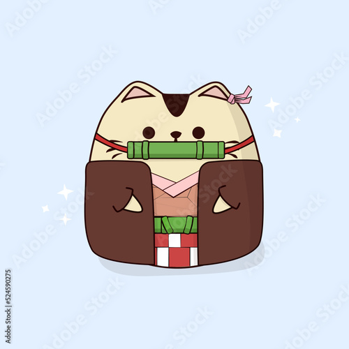 "Nezuko". Character of the manga series written and illustrated by Koyoharu Gotōge. Vector version cat of Nezuko Kamado. 