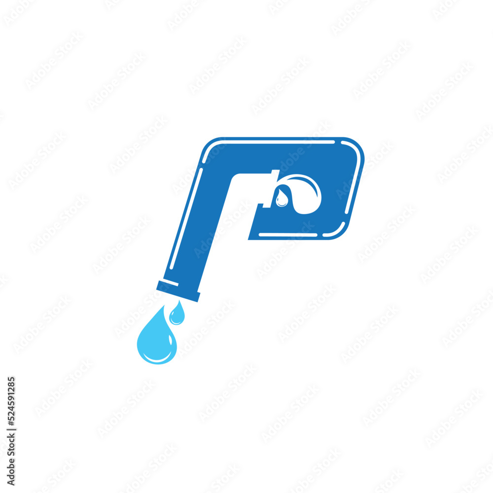P letter water pipe icon vector illustration concept design template P letter water pipe icon vector illustration concept design template