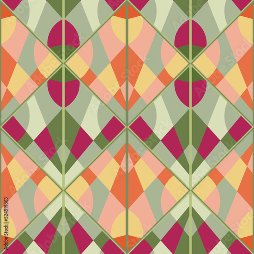 Vintage mosaic seamless pattern. Decorative triangle shapes endless wallpaper. Creative abstract ornament.