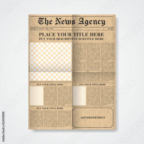 Vertical Vintages Newspaper design on isolated background