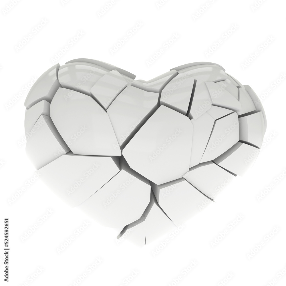 Fototapeta premium Broken heart 3D model.