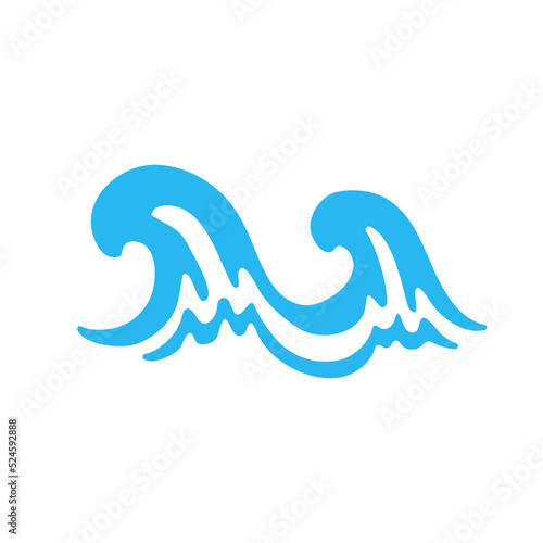 blue water wave line icon in the sea