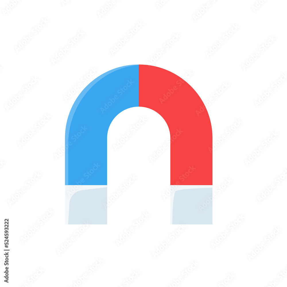 Horseshoe magnet icon with lightning shaped attraction. Horseshoe magnet icon with lightning shaped attraction.