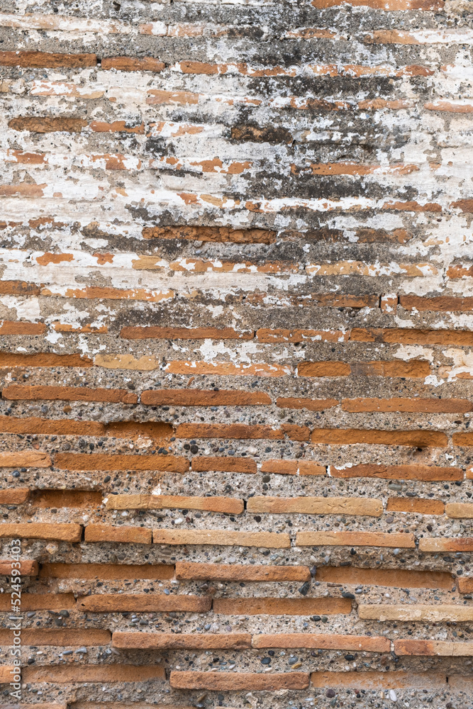 old brick wall of ancient ruined building old brick wall of ancient ruined building