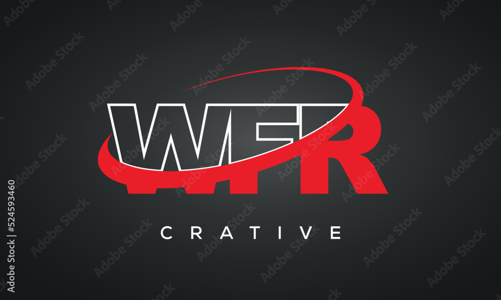 WFR letters typography monogram logo , creative modern logo icon with 360 symbol