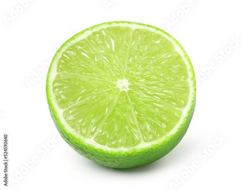 Natural fresh lime half isolated on white background, cut out, Clipping Path.