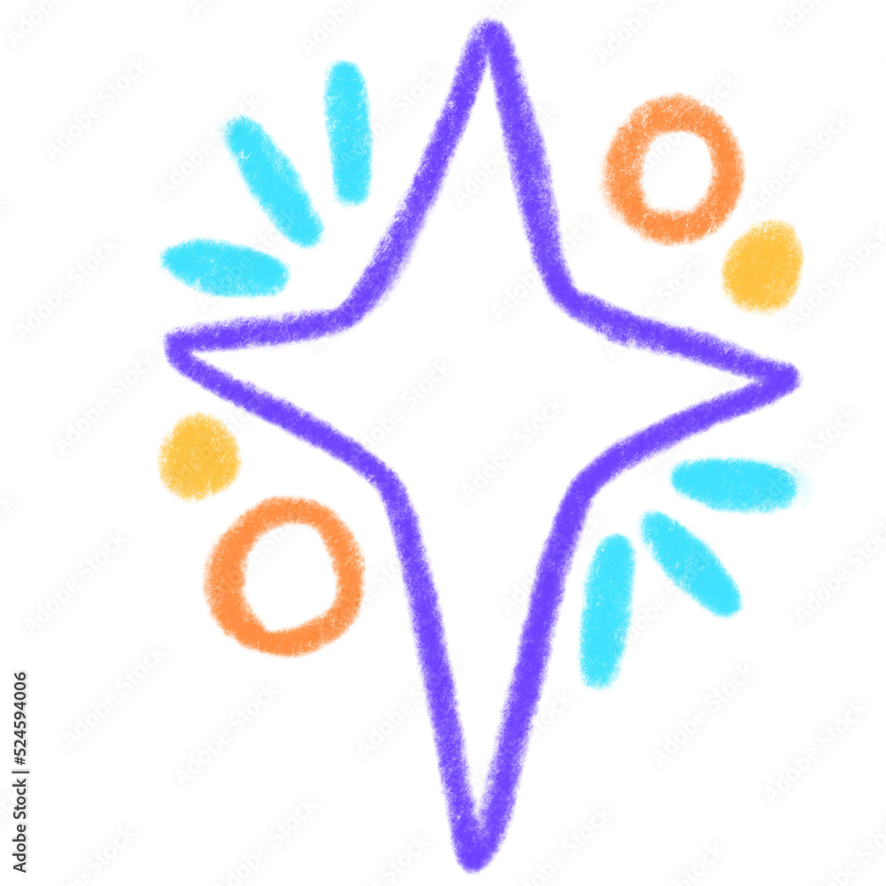 Cute chalk paint funny doodle line clipart.