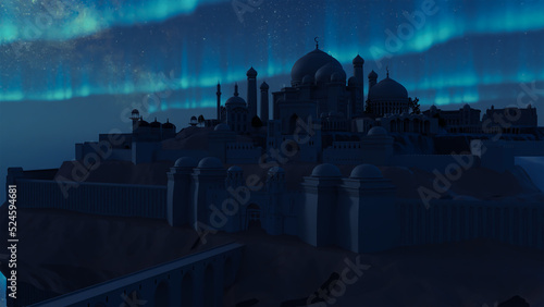 panorama of the city with the Aurora in view (ID: 524594681)