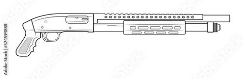 Vector illustration of the short pump-action shotgun on a white background