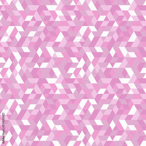 Geometric vector pattern with purple, pink and white triangles. Geometric modern ornament. Seamless abstract background