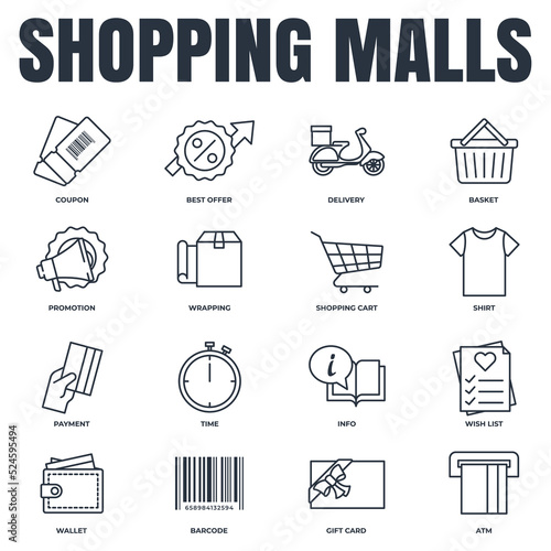 Set of Shopping malls icon logo vector illustration. Online supermarket pack symbol template for graphic and web design collection