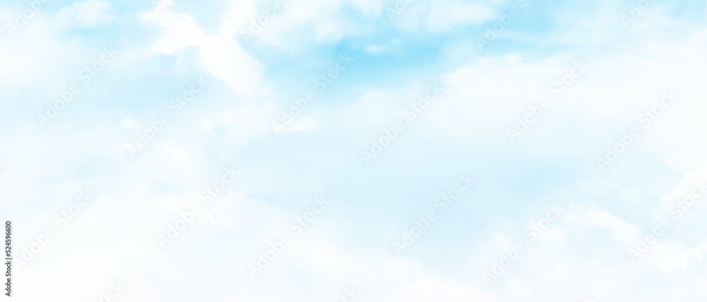 Sky blue or azure sky and clouds panorama white background. Everything lies above surface atmosphere outer space is sky. Cloud is aerosol comprising visible mass liquid, for creative design graphic