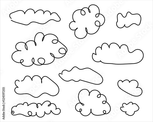 hand drawn clouds. Doodle cloud isolated on white background. vector illustration