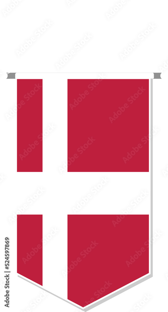 Fototapeta premium Denmark flag in soccer pennant, various shape.