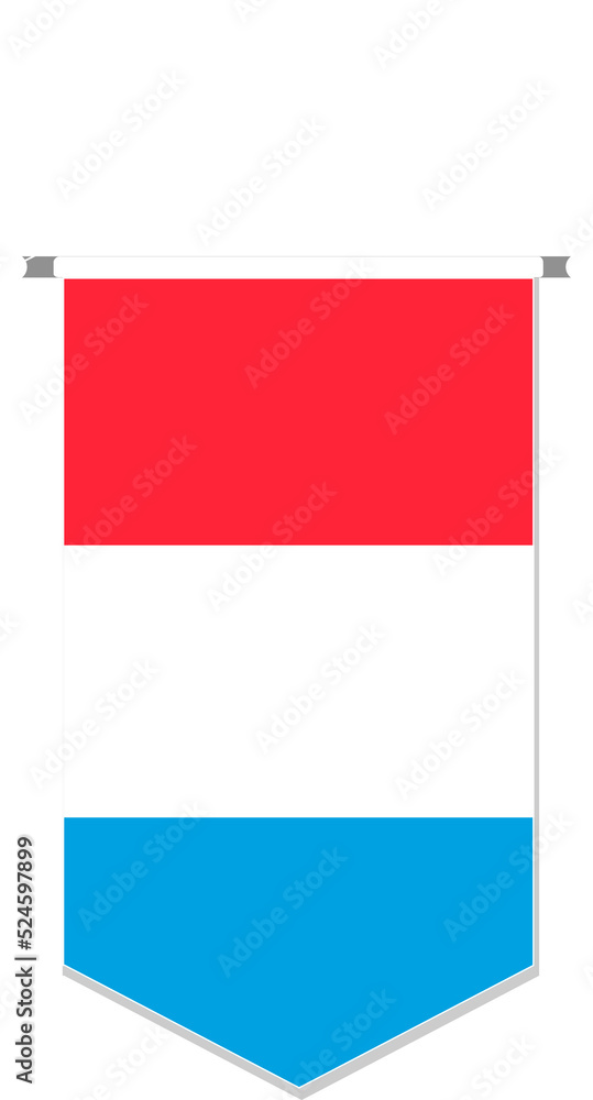 Luxembourg flag in soccer pennant, various shape. Luxembourg flag in soccer pennant, various shape.
