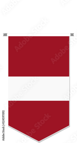 Latvia flag in soccer pennant, various shape.