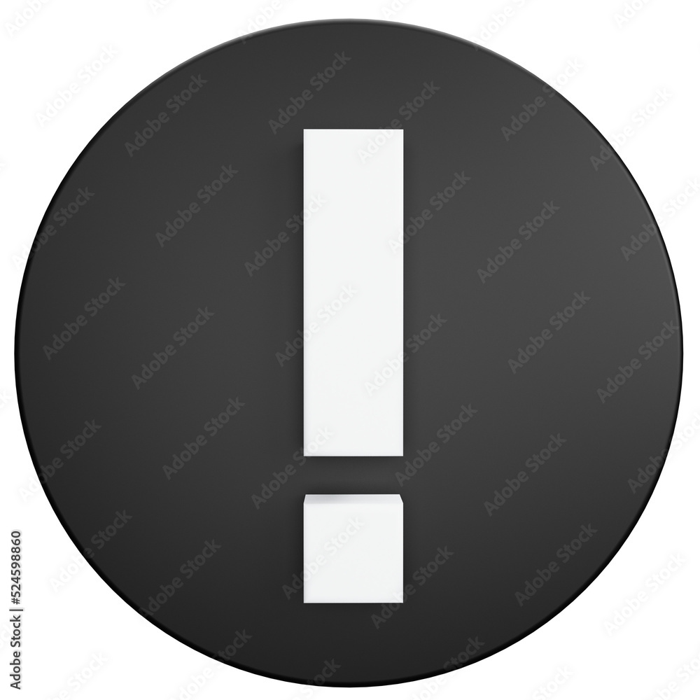 Warning button on transparent background. 3D Illustration Warning button on transparent background. 3D Illustration