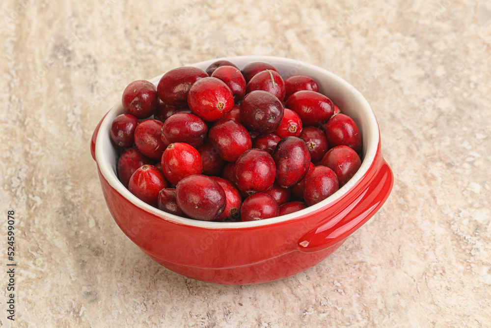 Ripe sweet tasty cranberry in the bowl Ripe sweet tasty cranberry in the bowl