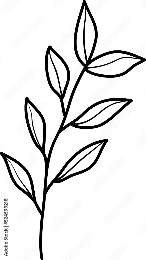 Naklejka premium Leaf doodle transparency for decoration.