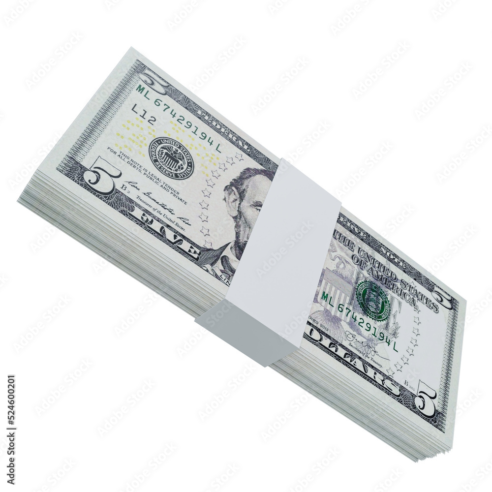 USA Currency Dollar 5: Stack of US Dollar USA banknote
