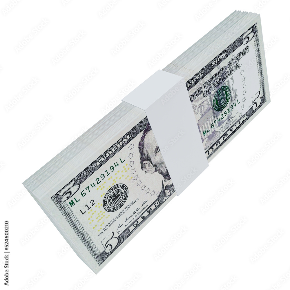 USA Currency Dollar 5: Stack of US Dollar USA banknote