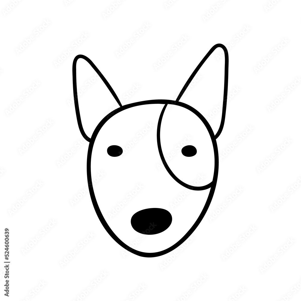 hand drawn lines cute dog face