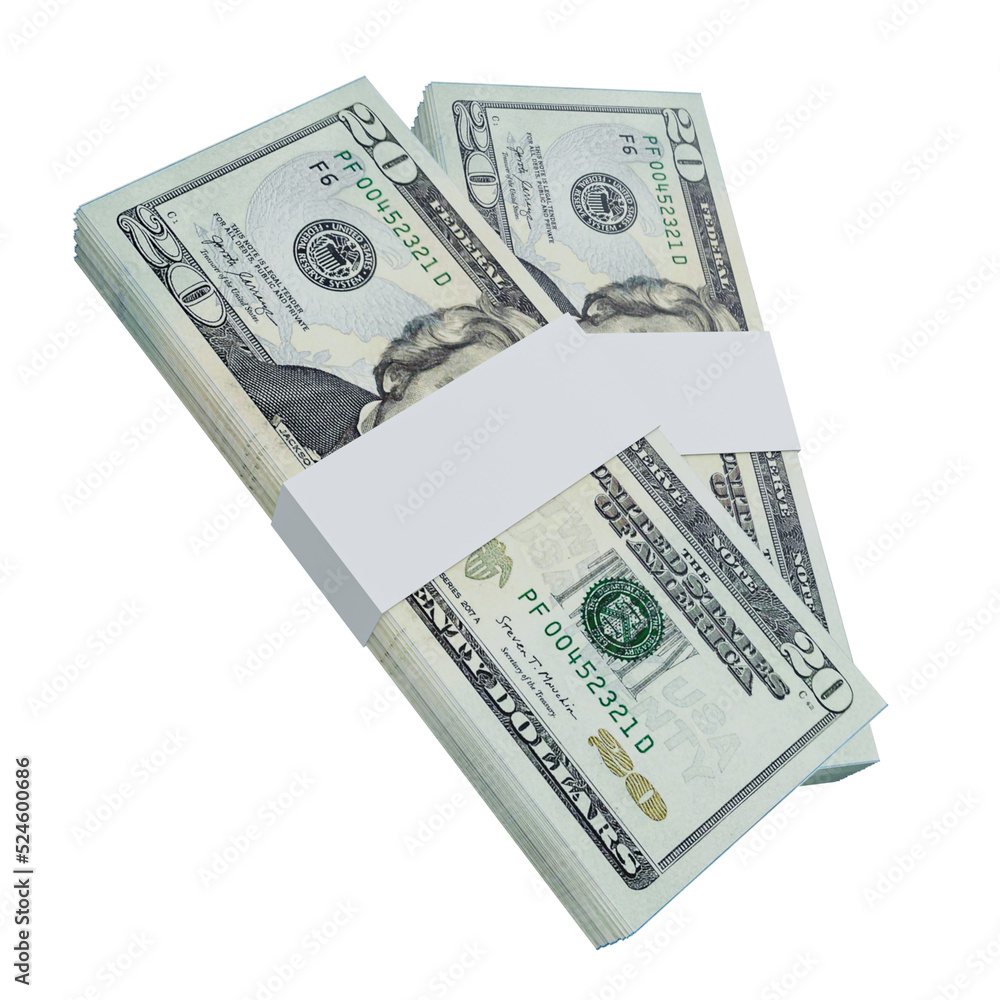 USA Currency Dollar 20: Stack of US Dollar USA banknote USA Currency Dollar 20: Stack of US Dollar USA banknote