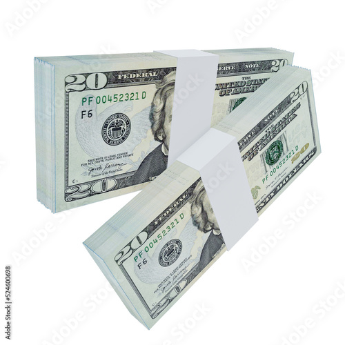 USA Currency Dollar 20: Stack of US Dollar USA banknote
