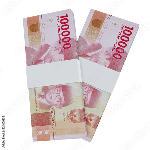 Indonesia Currency Rupiah 100.000: Stack of Rp indonesia banknote