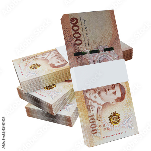 Thailand currency baht 1000: stack of baht thai banknote