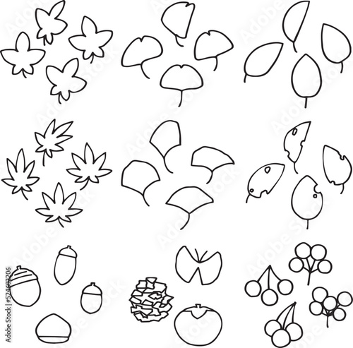 カットイラスト_秋の自然セット_手書き