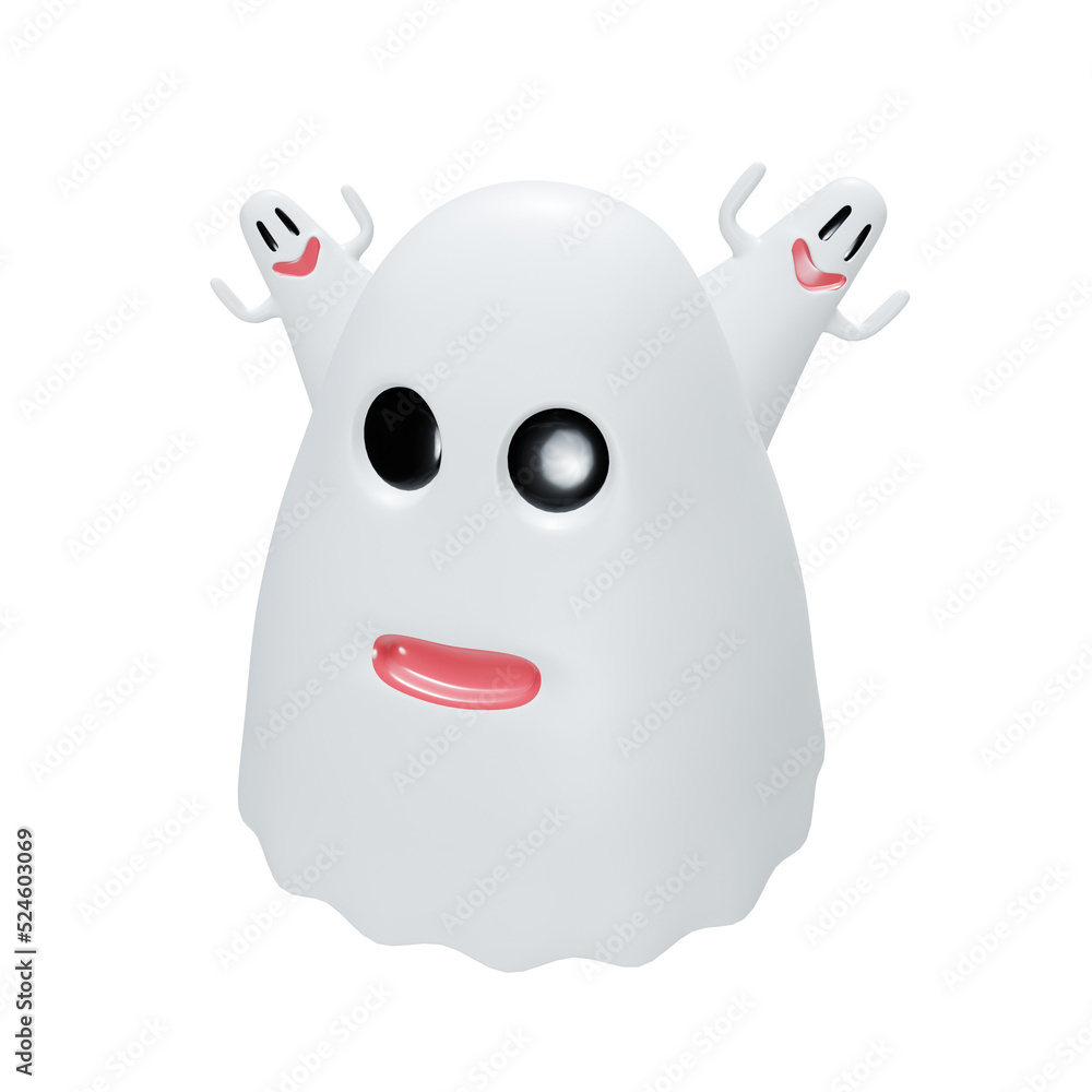 Halloween smiley ghost, PNG 3d illustration Halloween smiley ghost, PNG 3d illustration