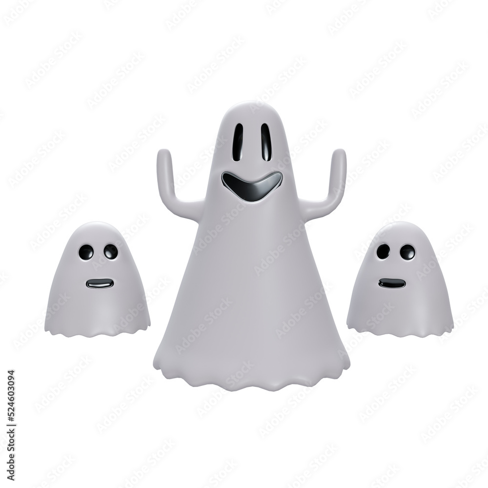 Halloween smiley ghost, PNG 3d illustration Halloween smiley ghost, PNG 3d illustration