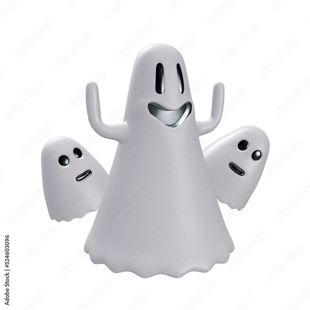 Halloween smiley ghost, PNG 3d illustration Halloween smiley ghost, PNG 3d illustration