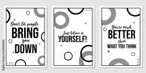 quote design set for wall decoration. black and white background. simple and cool interior