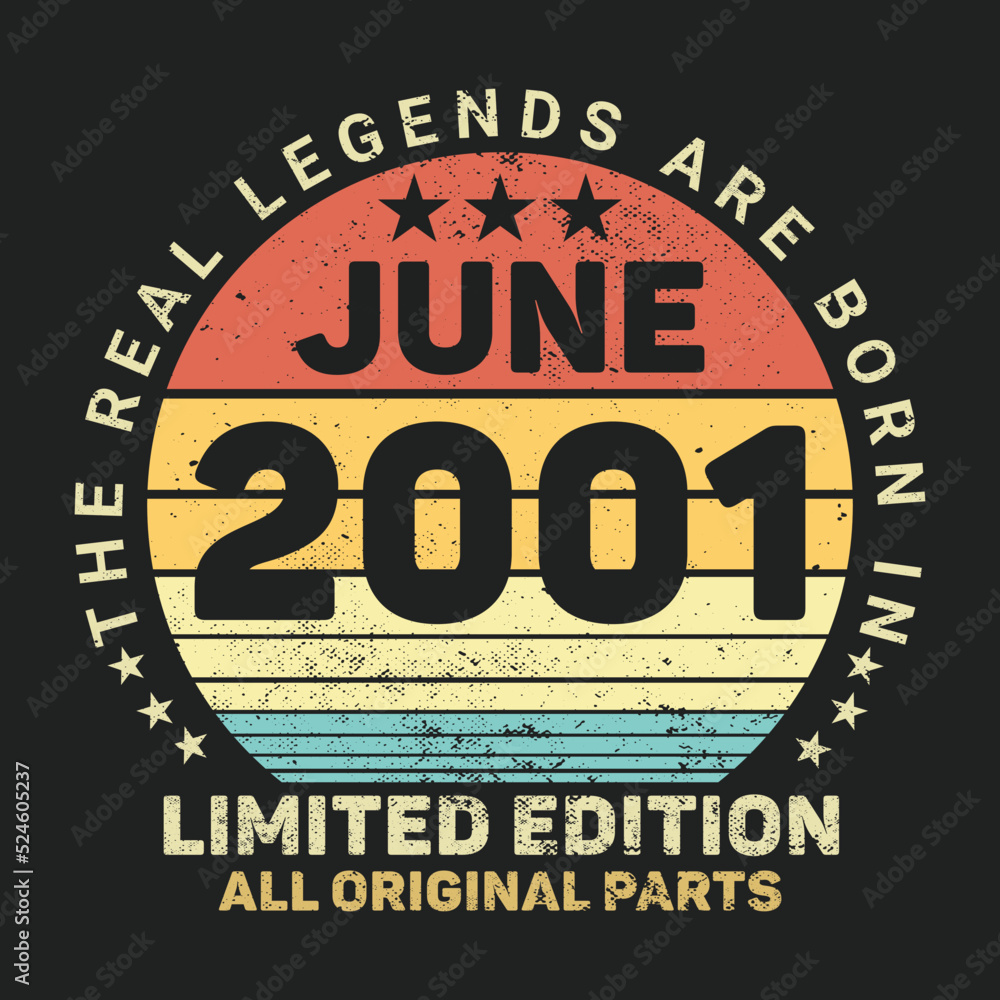 The Real Legends Are Born In June 2001, Birthday gifts for women or men, Vintage birthday shirts for wives or husbands, anniversary T-shirts for sisters or brother
