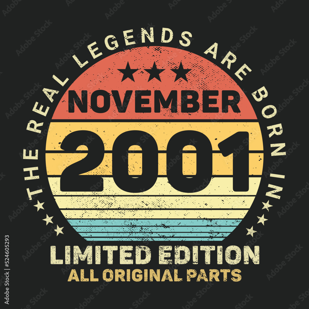 The Real Legends Are Born In November 2001, Birthday gifts for women or men, Vintage birthday shirts for wives or husbands, anniversary T-shirts for sisters or brother