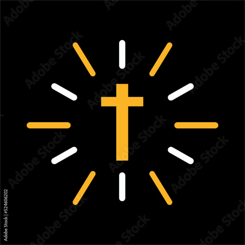 Vector logo design of cross and sunshine symbol.