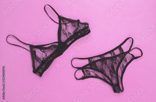 Set of sexy lingerie on a pink background