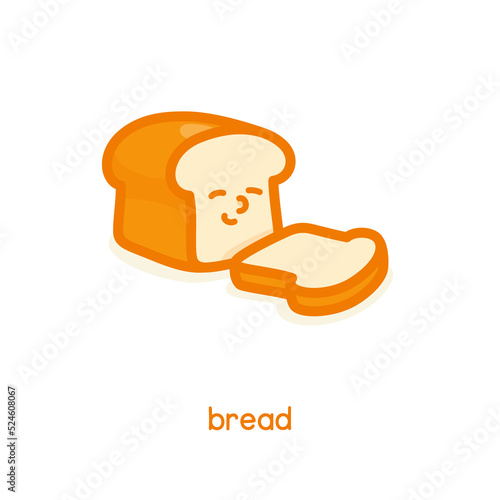 Bread slides kawaii doodle flat cartoon vector illustration