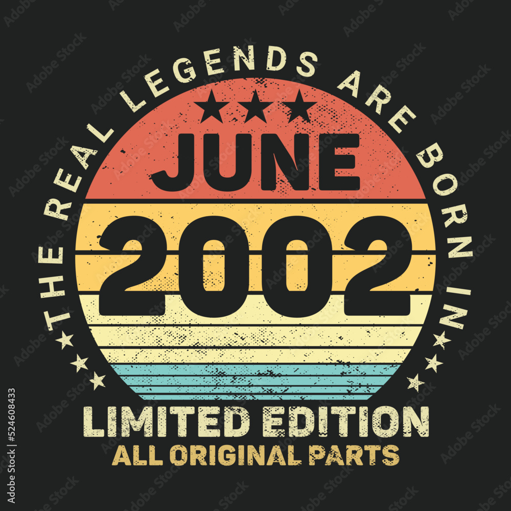 The Real Legends Are Born In June 2002, Birthday gifts for women or men, Vintage birthday shirts for wives or husbands, anniversary T-shirts for sisters or brother