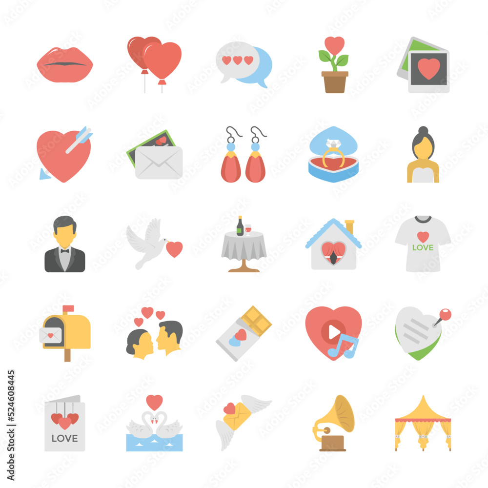 Flat Icons Love and Romance
Flat Icons Love and Romance