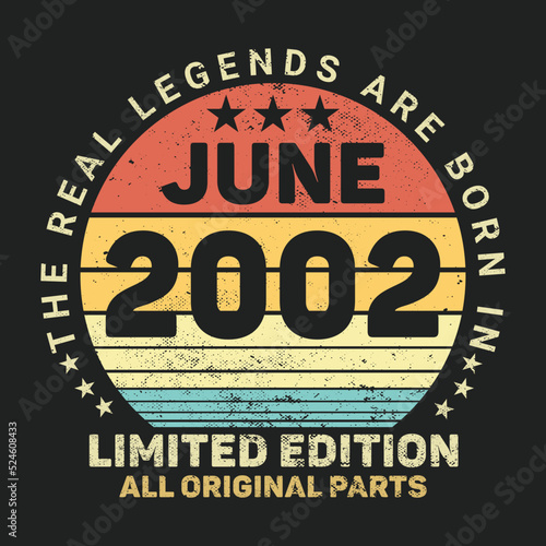 The Real Legends Are Born In June 2002, Birthday gifts for women or men, Vintage birthday shirts for wives or husbands, anniversary T-shirts for sisters or brother