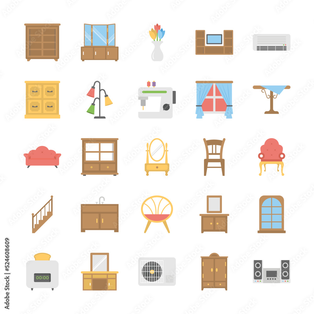Flat Icons Pack of Furniture
Flat Icons Pack of Furniture