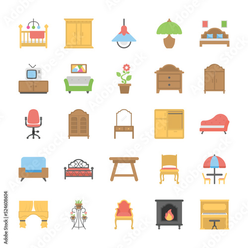 Furniture Flat Icons Set 